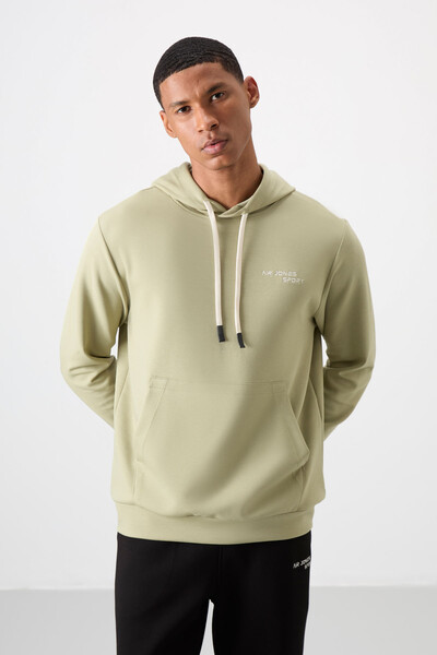 Tommylife Wholesale Comfort Fit Basic Men's Tracksuit Set 85255 Light Almond Green - Black - Thumbnail