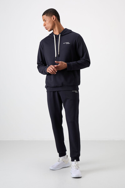 Tommylife Wholesale Comfort Fit Basic Men's Tracksuit Set 85255 Navy Blue - Thumbnail