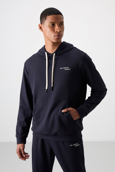 Tommylife Wholesale Comfort Fit Basic Men's Tracksuit Set 85255 Navy Blue - Thumbnail