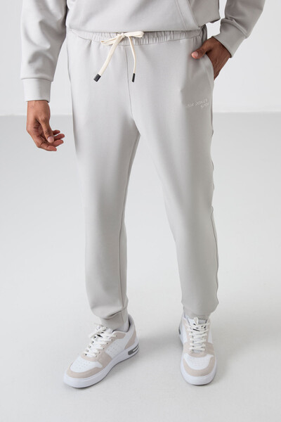 Tommylife Wholesale Comfort Fit Basic Men's Tracksuit Set 85255 Stone - Thumbnail