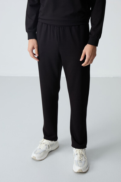 Tommylife Wholesale Comfort Fit Basic Men's Tracksuit Set 85256 Black - Thumbnail