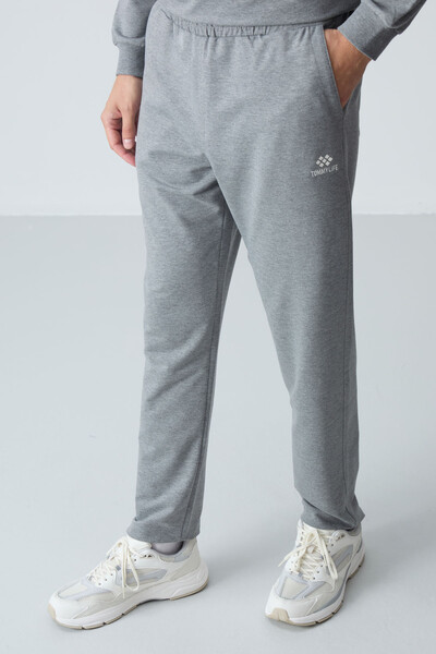 Tommylife Wholesale Comfort Fit Basic Men's Tracksuit Set 85256 Gray Melange - Thumbnail