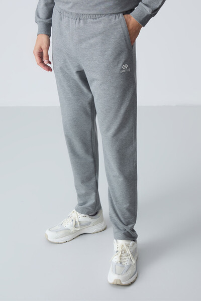 Tommylife Wholesale Comfort Fit Basic Men's Tracksuit Set 85256 Gray Melange - Thumbnail