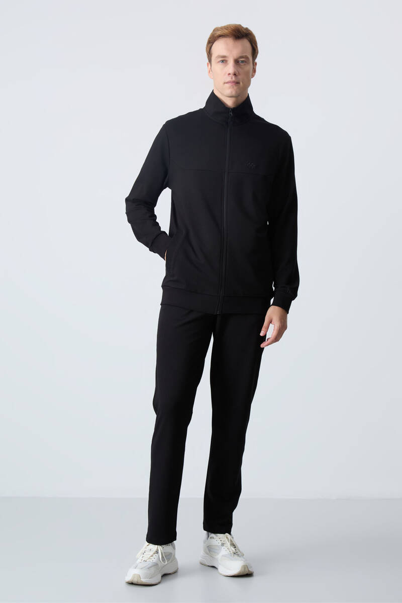 TommyLife - Tommylife Wholesale Comfort Fit Basic Men's Tracksuit Set 85260 Black