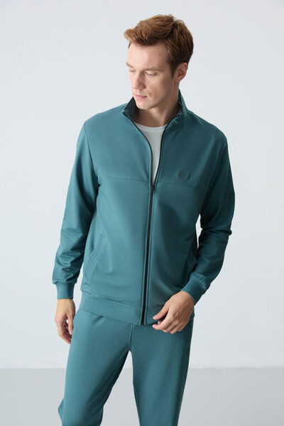 Tommylife Wholesale Comfort Fit Basic Men's Tracksuit Set 85260 Forest Green - Thumbnail