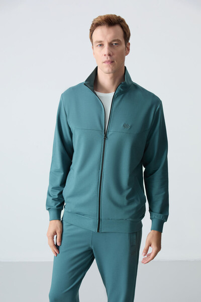 Tommylife Wholesale Comfort Fit Basic Men's Tracksuit Set 85260 Forest Green - Thumbnail