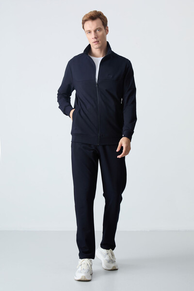 Tommylife Wholesale Comfort Fit Basic Men's Tracksuit Set 85260 Navy Blue - Thumbnail