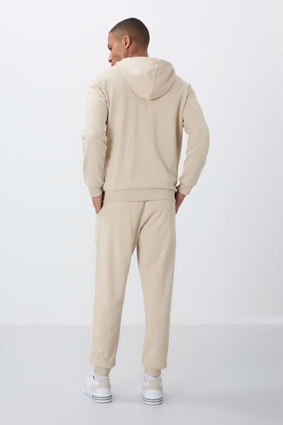 Tommylife Wholesale Comfort Fit Basic Men's Tracksuit Set 85262 Beige - Thumbnail