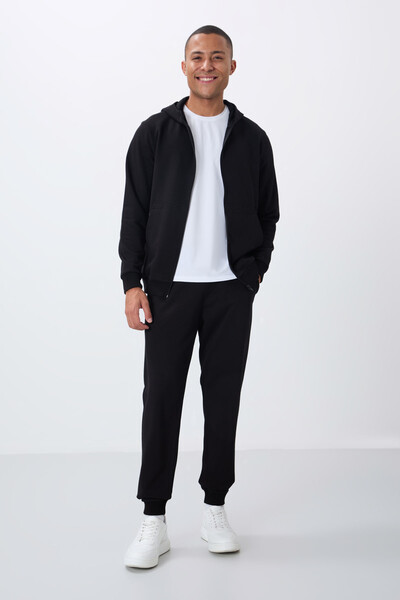 Tommylife Wholesale Comfort Fit Basic Men's Tracksuit Set 85262 Black - Thumbnail