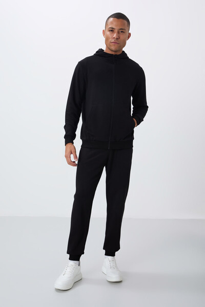 Tommylife Wholesale Comfort Fit Basic Men's Tracksuit Set 85262 Black - Thumbnail