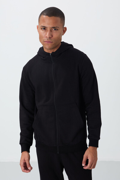 Tommylife Wholesale Comfort Fit Basic Men's Tracksuit Set 85262 Black - Thumbnail