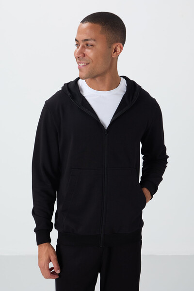 Tommylife Wholesale Comfort Fit Basic Men's Tracksuit Set 85262 Black - Thumbnail