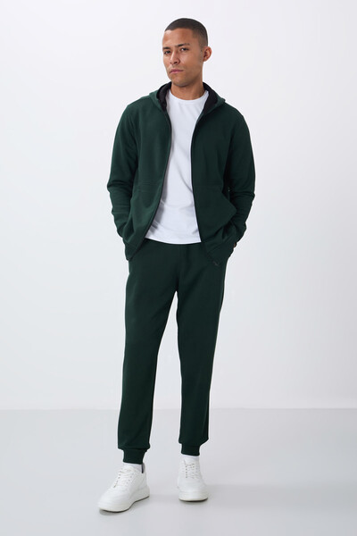 Tommylife Wholesale Comfort Fit Basic Men's Tracksuit Set 85262 Pine Green - Thumbnail