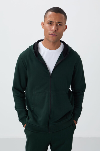 Tommylife Wholesale Comfort Fit Basic Men's Tracksuit Set 85262 Pine Green - Thumbnail