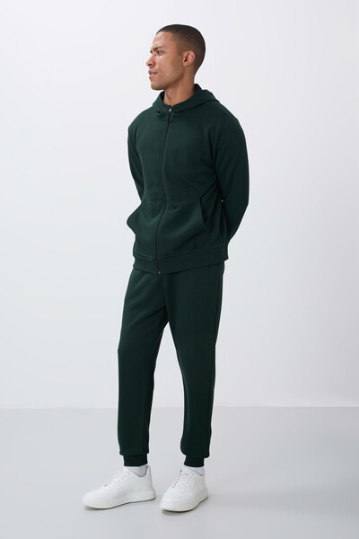 Tommylife Wholesale Comfort Fit Basic Men's Tracksuit Set 85262 Pine Green - Thumbnail