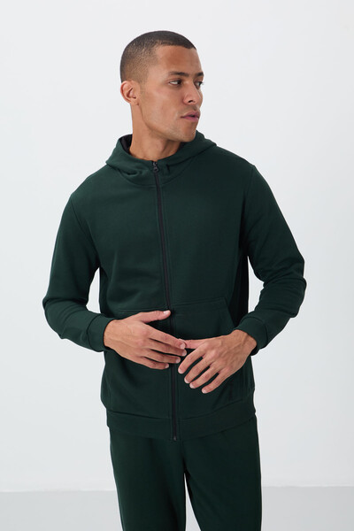 Tommylife Wholesale Comfort Fit Basic Men's Tracksuit Set 85262 Pine Green - Thumbnail