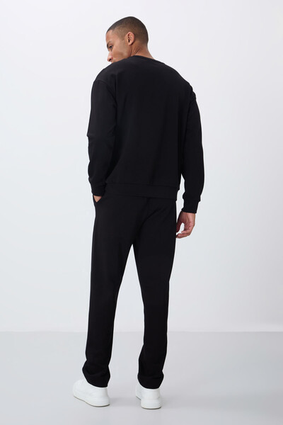 Tommylife Wholesale Comfort Fit Basic Men's Tracksuit Set 85263 Black - Thumbnail