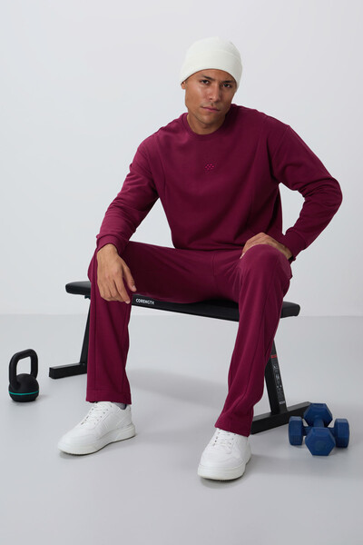 Tommylife Wholesale Comfort Fit Basic Men's Tracksuit Set 85263 Bordeaux - Thumbnail