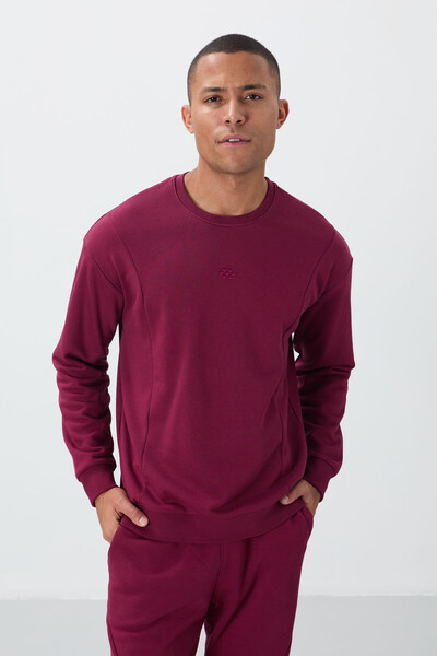 Tommylife Wholesale Comfort Fit Basic Men's Tracksuit Set 85263 Bordeaux - Thumbnail