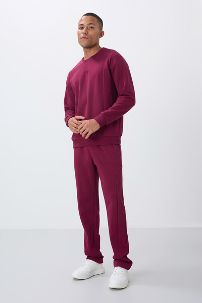 Tommylife Wholesale Comfort Fit Basic Men's Tracksuit Set 85263 Bordeaux - Thumbnail