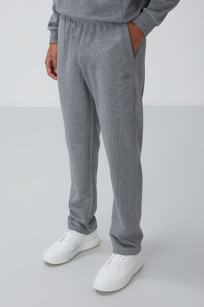 Tommylife Wholesale Comfort Fit Basic Men's Tracksuit Set 85263 Gray Melange - Thumbnail