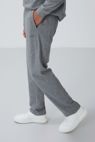 Tommylife Wholesale Comfort Fit Basic Men's Tracksuit Set 85263 Gray Melange - Thumbnail