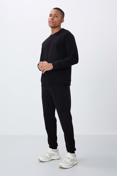 Tommylife Wholesale Comfort Fit Basic Men's Tracksuit Set 85265 Black - Thumbnail