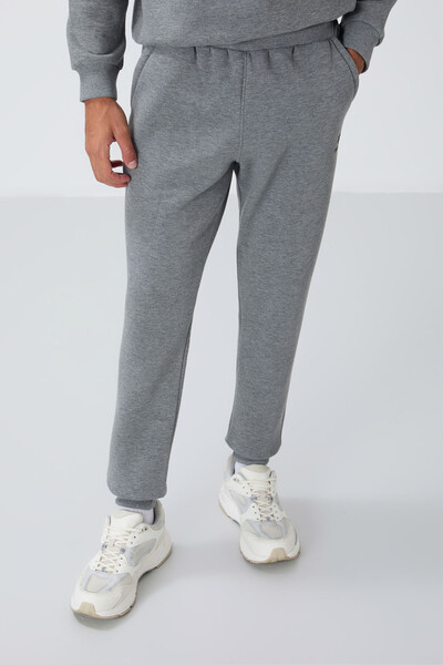 Tommylife Wholesale Comfort Fit Basic Men's Tracksuit Set 85265 Gray Melange - Thumbnail