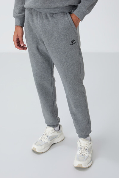 Tommylife Wholesale Comfort Fit Basic Men's Tracksuit Set 85265 Gray Melange - Thumbnail