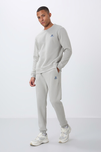 Tommylife Wholesale Comfort Fit Basic Men's Tracksuit Set 85265 Stone - Thumbnail