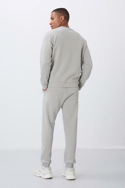 Tommylife Wholesale Comfort Fit Basic Men's Tracksuit Set 85265 Stone - Thumbnail