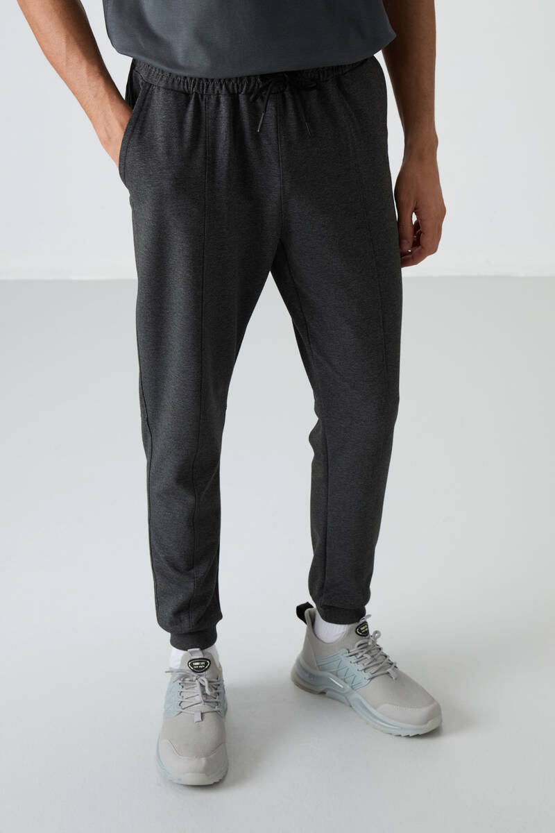 TOMMYLIFE - Tommylife Wholesale Comfort Fit Embroidered Men's Jogger Sweatpants 82123 Anthracite Melange
