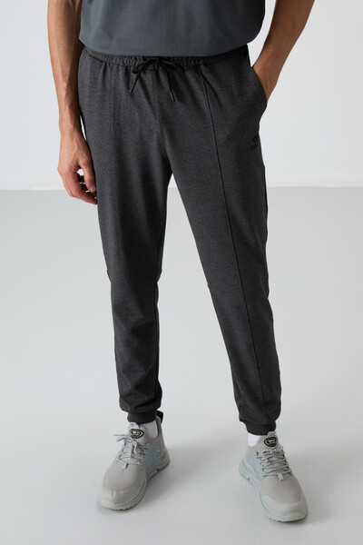 Tommylife Wholesale Comfort Fit Embroidered Men's Jogger Sweatpants 82123 Anthracite Melange - Thumbnail