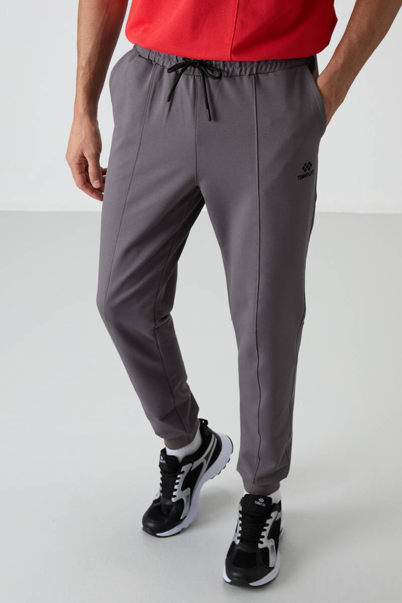 TOMMYLIFE - Tommylife Wholesale Comfort Fit Embroidered Men's Jogger Sweatpants 82123 Dark Gray