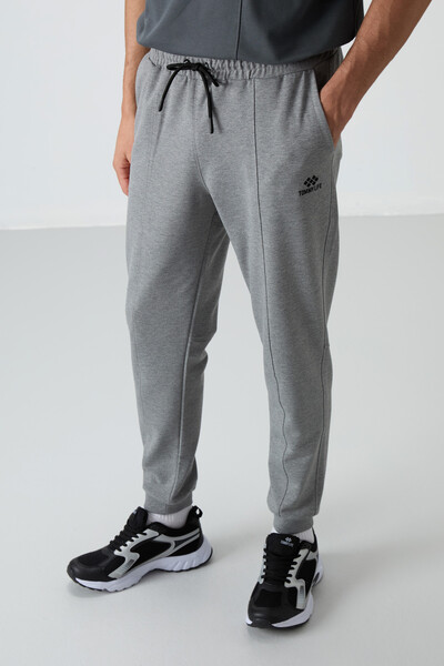 Tommylife Wholesale Comfort Fit Embroidered Men's Jogger Sweatpants 82123 Gray Melange - Thumbnail