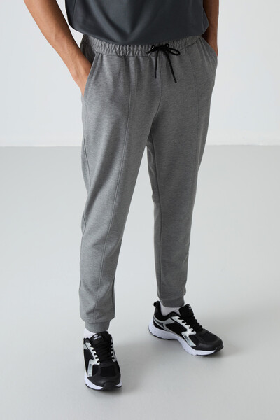 Tommylife Wholesale Comfort Fit Embroidered Men's Jogger Sweatpants 82123 Gray Melange - Thumbnail