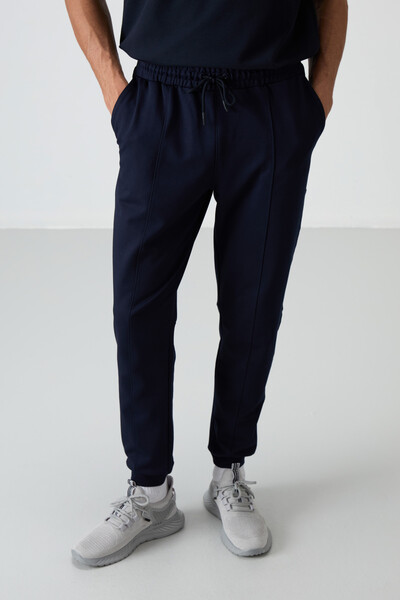 Tommylife Wholesale Comfort Fit Embroidered Men's Jogger Sweatpants 82123 Indigo - Thumbnail