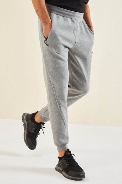 Tommylife Wholesale Comfort Fit Jogger Men's Sweatpants 82110 Gray Melange - Thumbnail