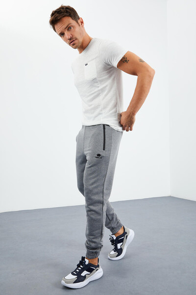 Tommylife Wholesale Comfort Fit Jogger Men's Sweatpants 84856 Gray Melange - Thumbnail