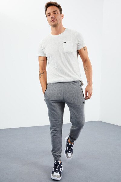 Tommylife Wholesale Comfort Fit Jogger Men's Sweatpants 84856 Gray Melange - Thumbnail