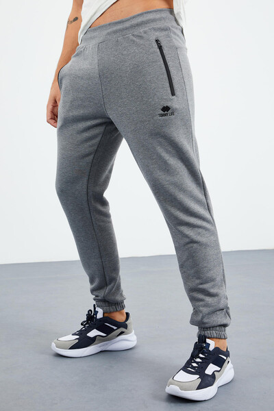 Tommylife Wholesale Comfort Fit Jogger Men's Sweatpants 84856 Gray Melange - Thumbnail