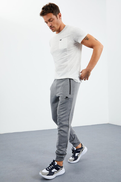 Tommylife Wholesale Comfort Fit Jogger Men's Sweatpants 84856 Gray Melange - Thumbnail