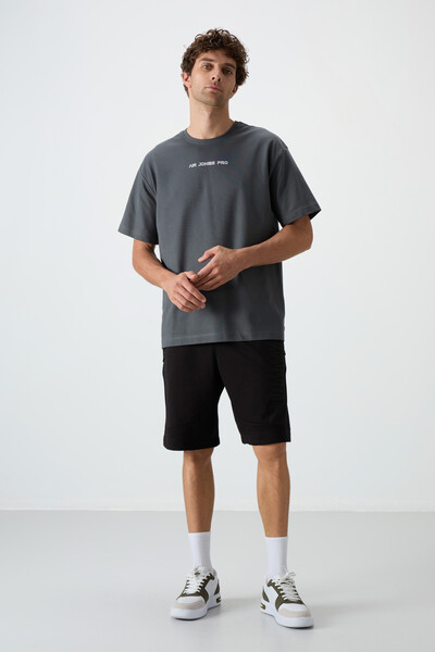 Tommylife Wholesale Comfort Fit Printed Men's Shorts 81265 Black - Thumbnail