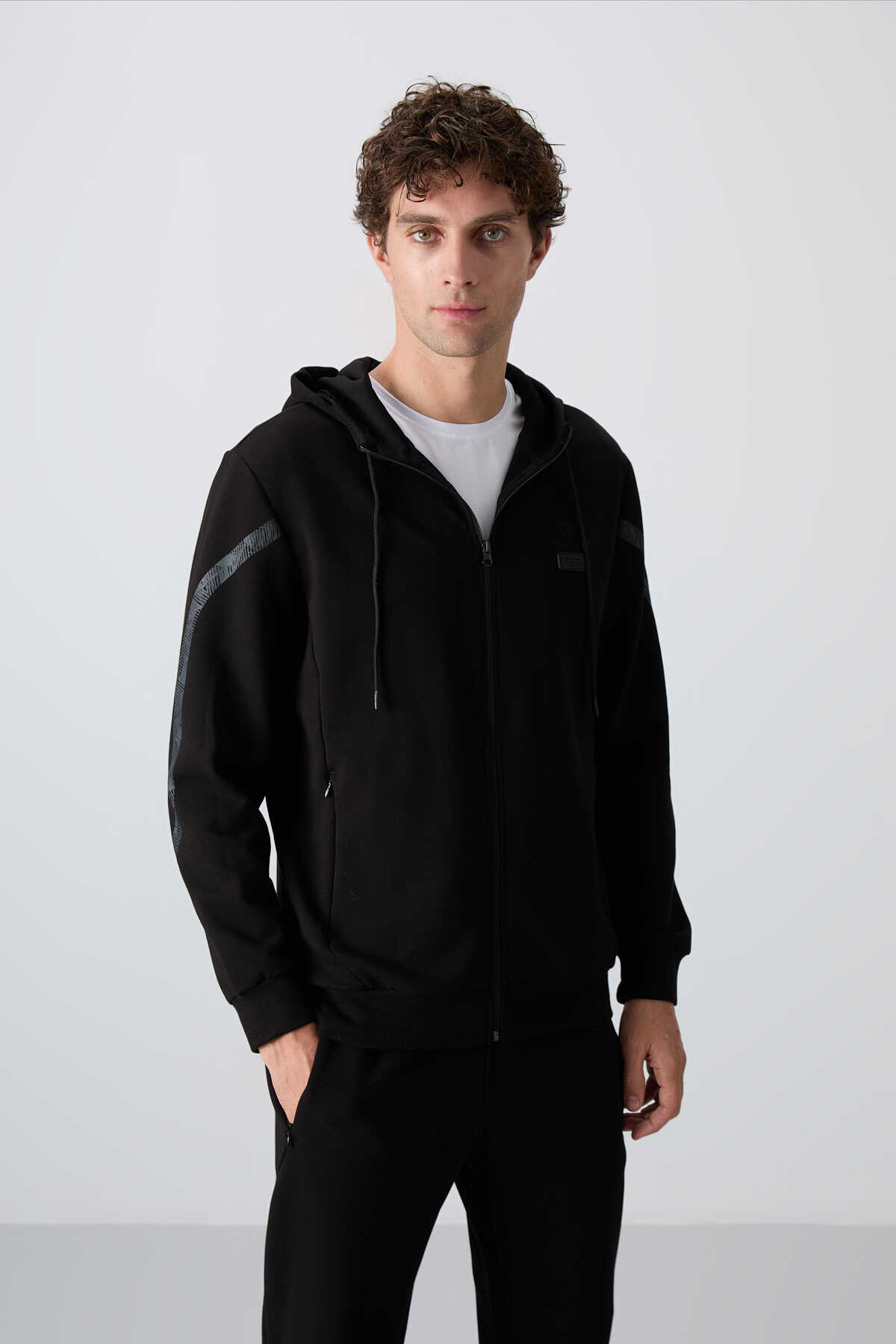 Tommylife Wholesale Comfort Fit Printed Men's Tracksuit Set 85236 Black - 2