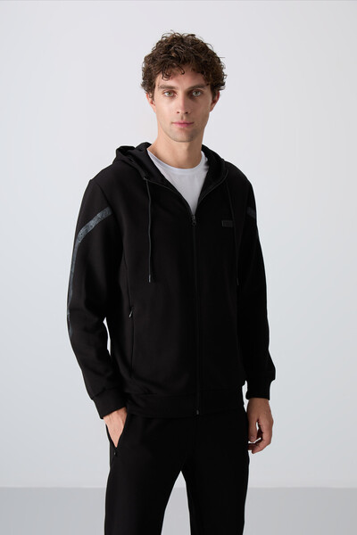 Tommylife Wholesale Comfort Fit Printed Men's Tracksuit Set 85236 Black - 2