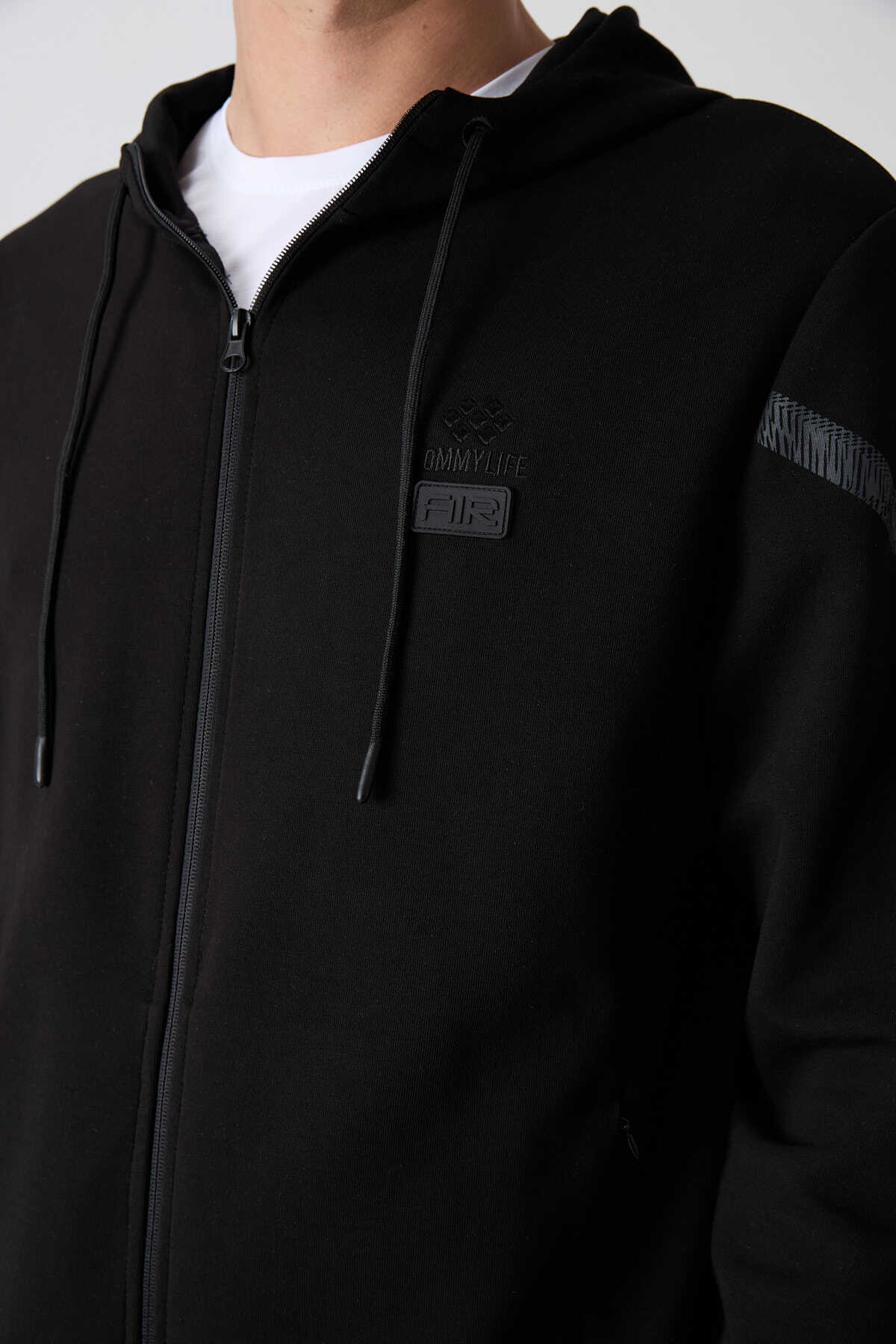 Tommylife Wholesale Comfort Fit Printed Men's Tracksuit Set 85236 Black - 3