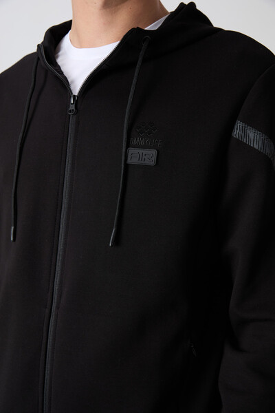 Tommylife Wholesale Comfort Fit Printed Men's Tracksuit Set 85236 Black - 3