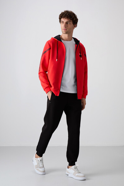 Tommylife Wholesale Comfort Fit Printed Men's Tracksuit Set 85236 Fiesta - Black