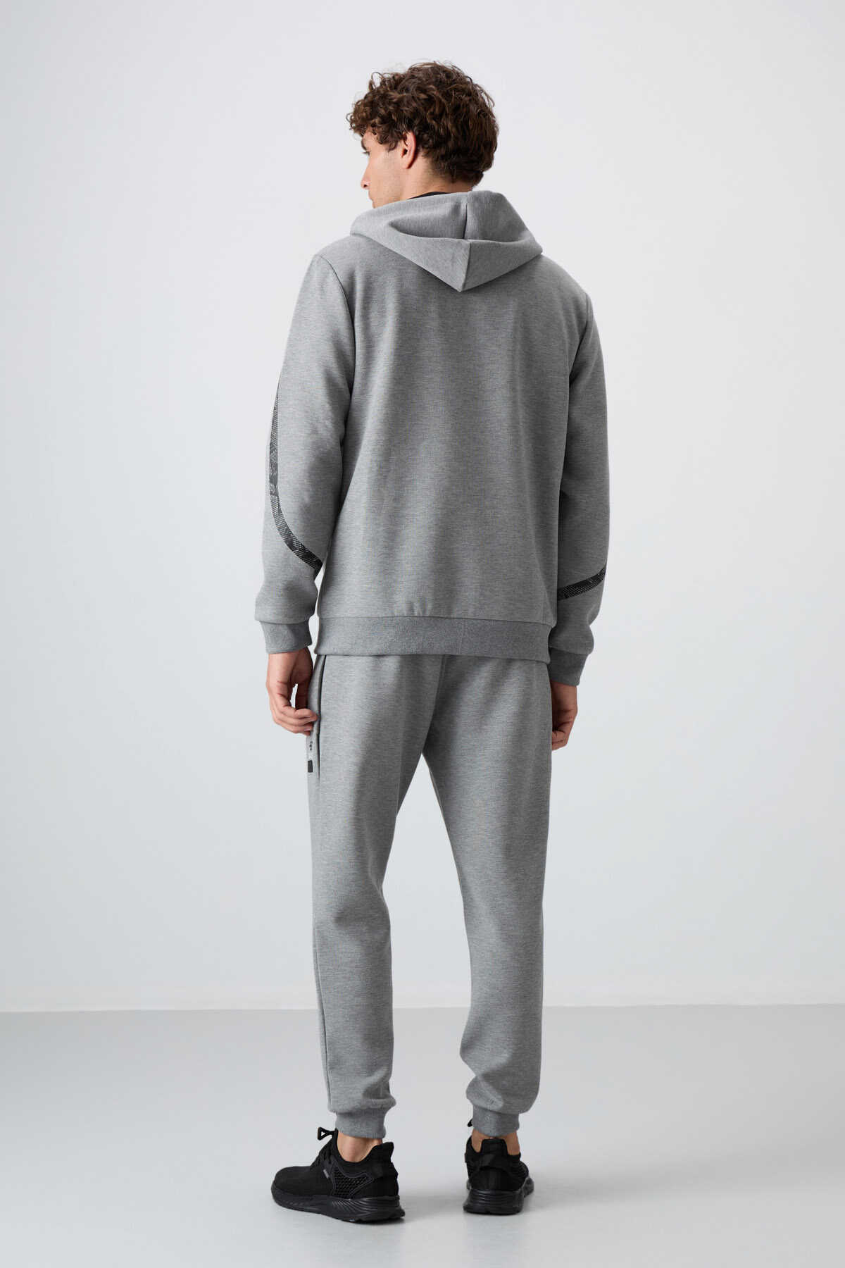 Tommylife Wholesale Comfort Fit Printed Men's Tracksuit Set 85236 Gray Melange - 7