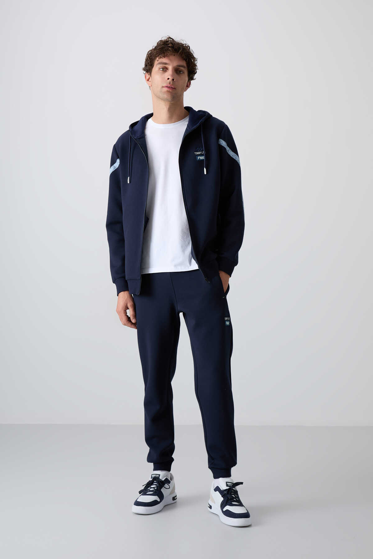 Tommylife Wholesale Comfort Fit Printed Men's Tracksuit Set 85236 Indigo - 1